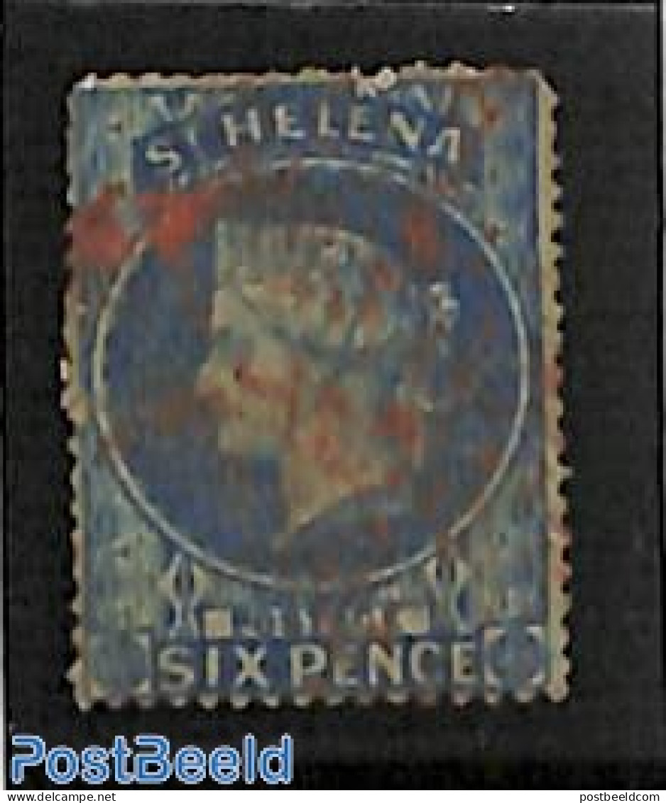 Saint Helena 1861 6d, Used Sharp Perfs, Damaged On Top, Used Stamps - Isla Sta Helena