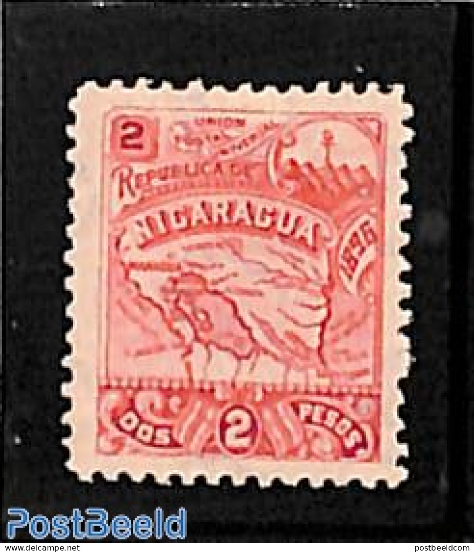 Nicaragua 1896 2p, With WM, Stamp Out Of Set, Unused (hinged), Various - Maps - Géographie