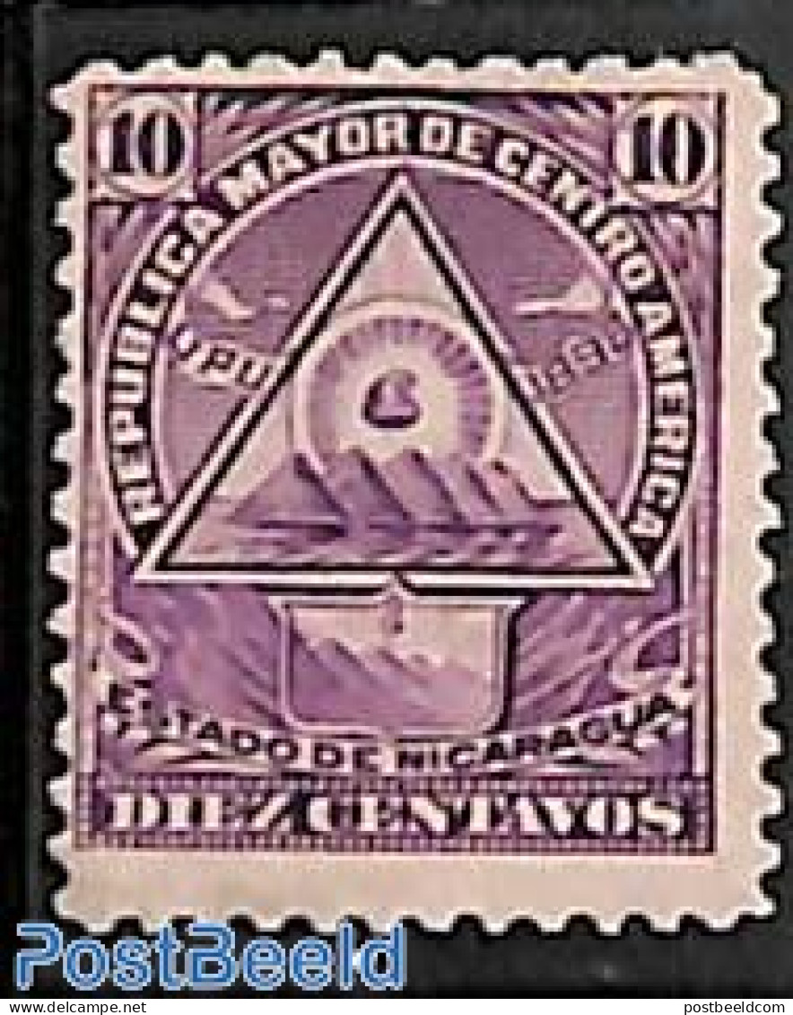 Nicaragua 1898 10c, Without WM, Stamp Out Of Set, Unused (hinged) - Nicaragua