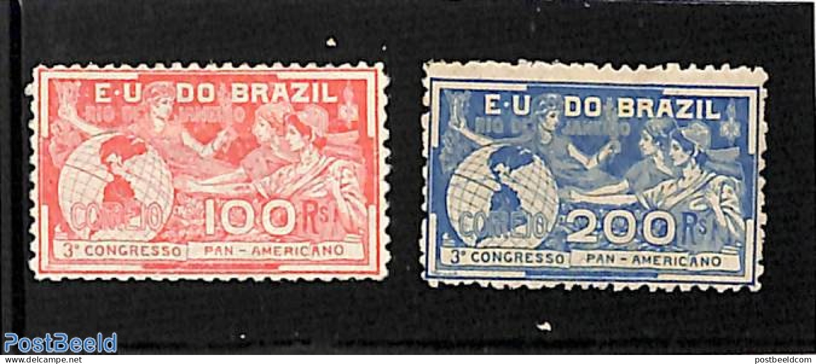 Brazil 1906 Panamerican Congress 2v, Unused (hinged), Various - Maps - Nuovi