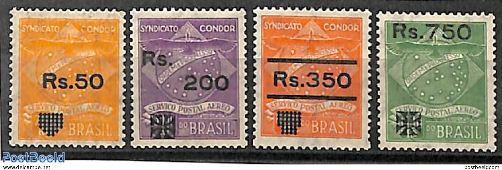 Brazil 1930 Syndicato Condor, Overprints 4v, Mint NH, Nature - Birds - Ungebraucht