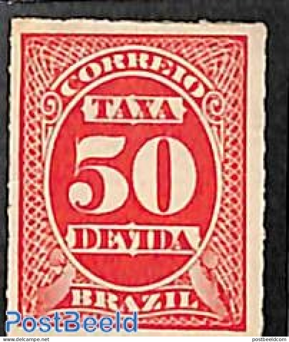 Brazil 1890 Postage Due, 50R, Stamp Out Of Set, Unused (hinged) - Andere & Zonder Classificatie
