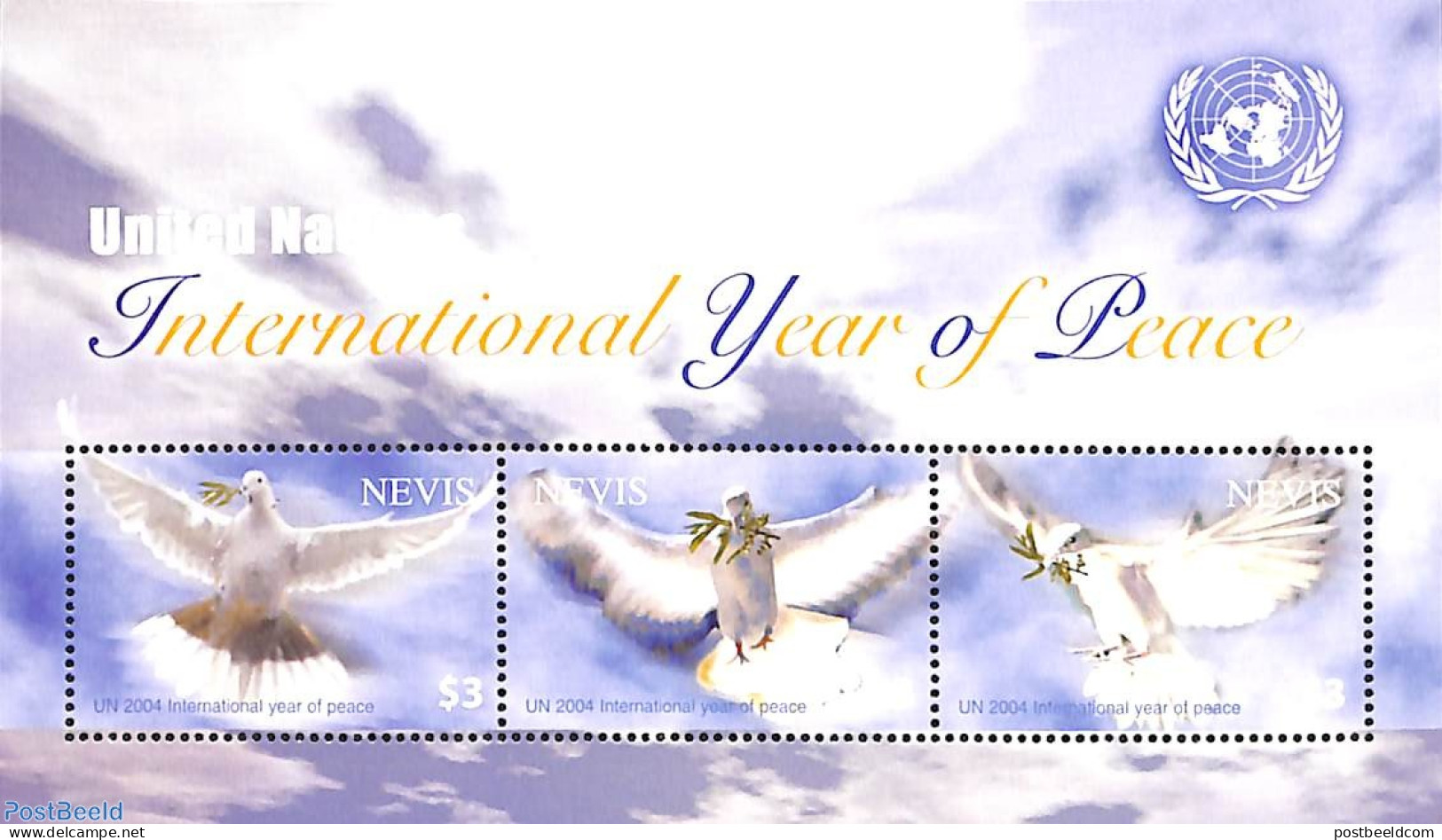 Nevis 2004 Int. Year Of Peace 3v M/s, Mint NH, History - Nature - Peace - United Nations - Birds - St.Kitts Und Nevis ( 1983-...)