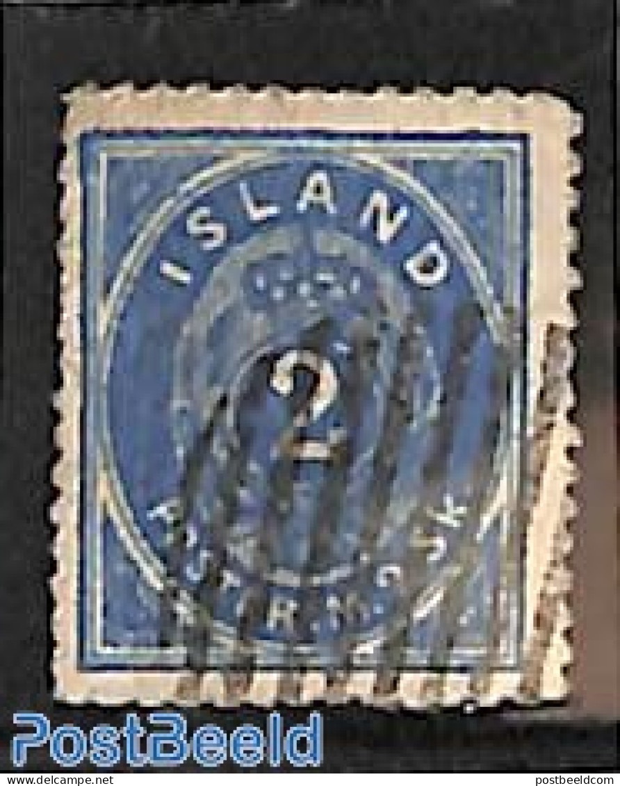 Iceland 1873 2sk, Perf. 14:13.5, Used, Somewhat Short Perfs., Used Stamps - Gebruikt