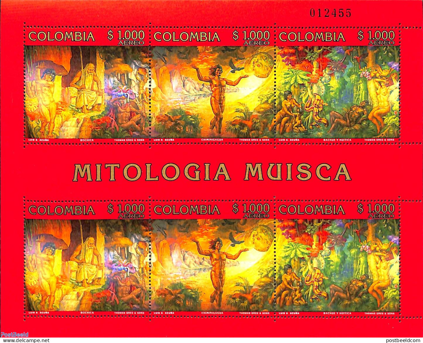Colombia 1998 Mythology M/s, Mint NH, Art - Fairytales - Verhalen, Fabels En Legenden