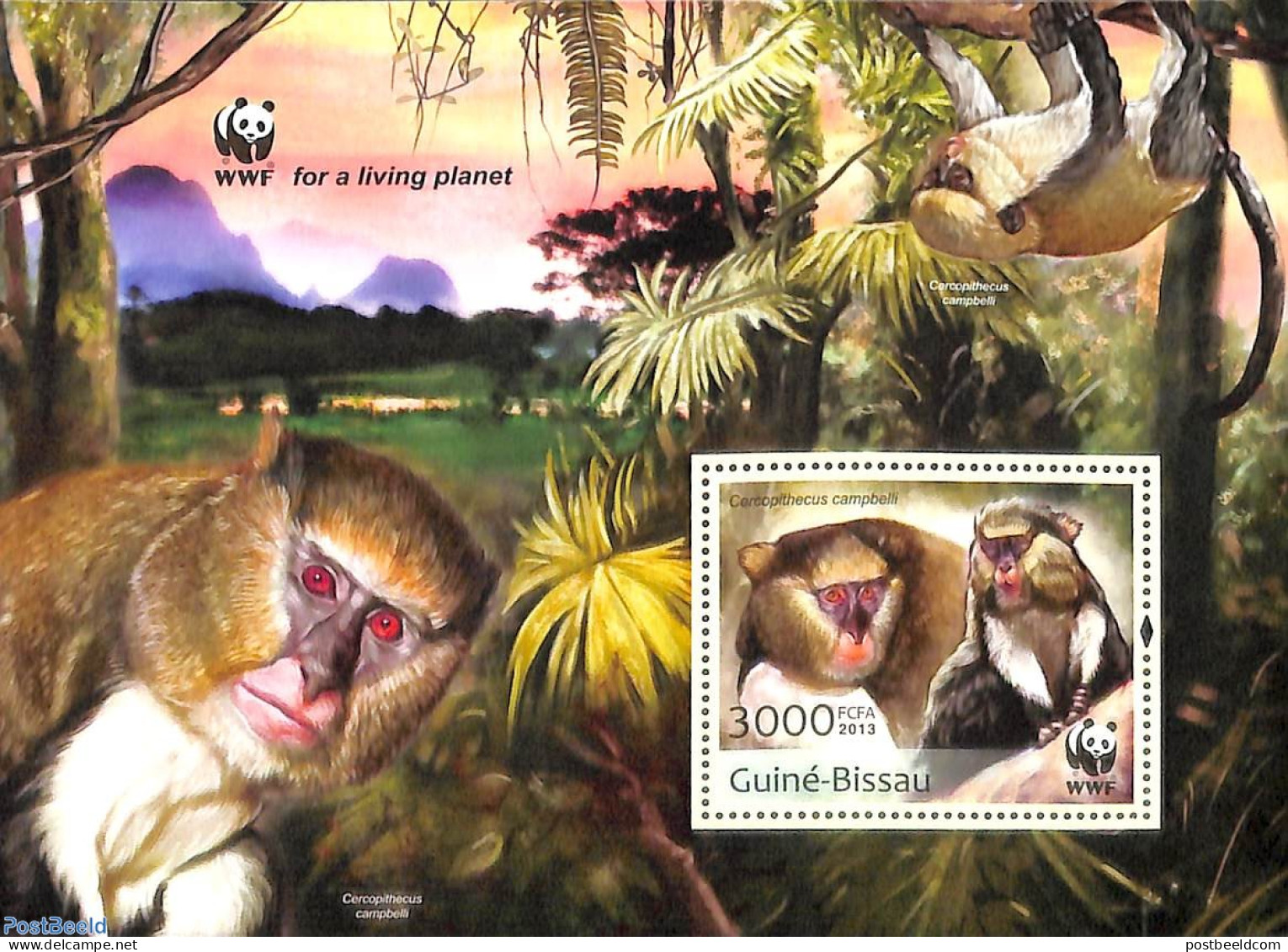 Guinea Bissau 2013 WWF, Monkeys S/s, Mint NH, Nature - Monkeys - World Wildlife Fund (WWF) - Guinea-Bissau