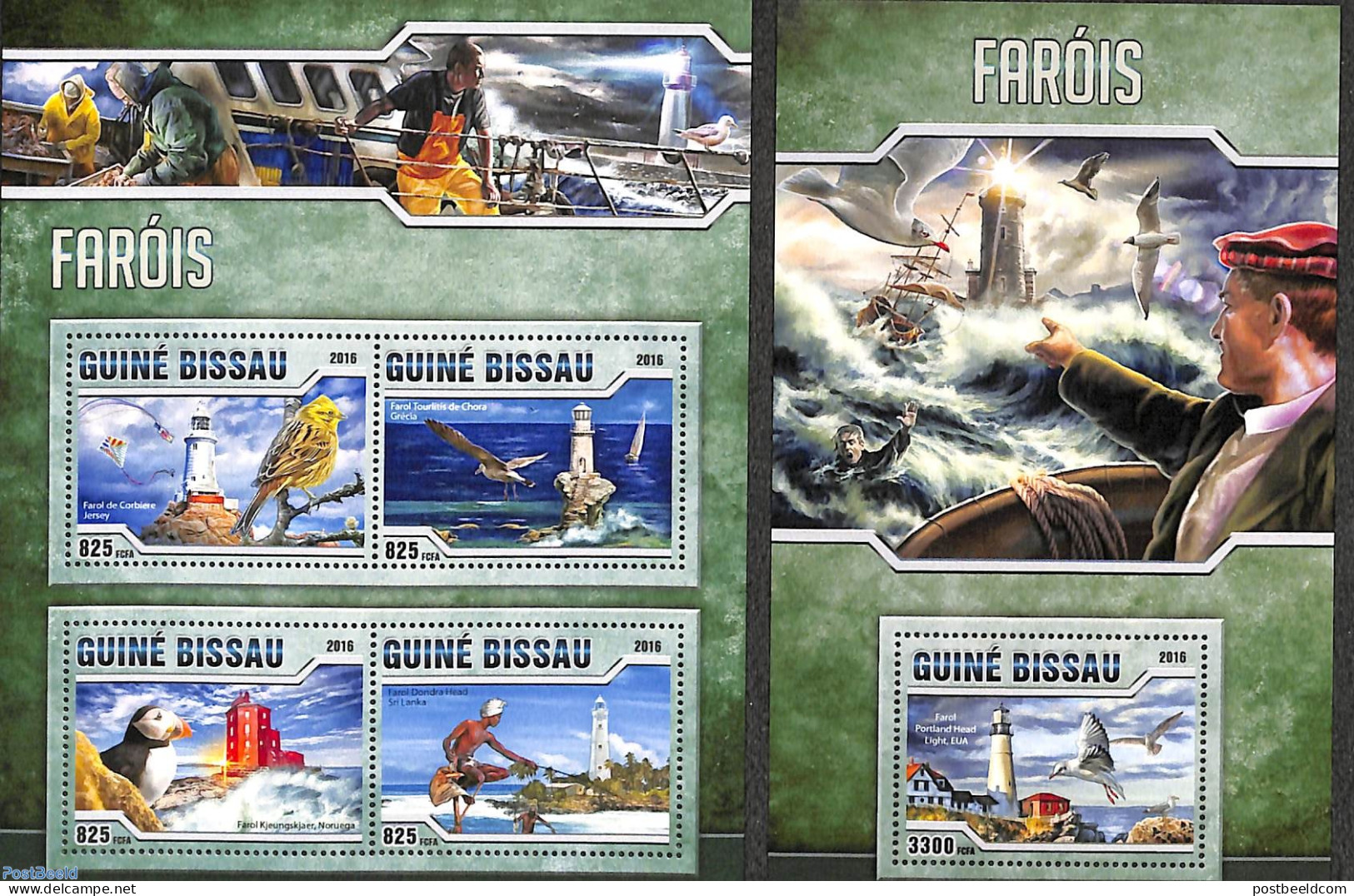 Guinea Bissau 2016 Lighthouses & Birds 2 S/s, Mint NH, Nature - Various - Birds - Lighthouses & Safety At Sea - Phares