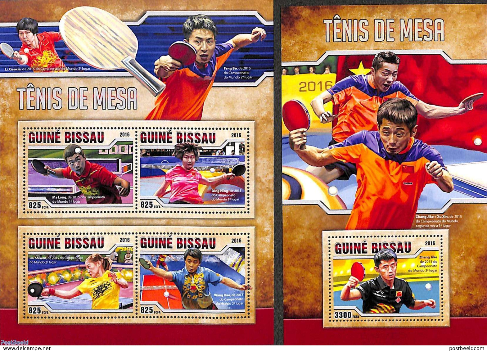 Guinea Bissau 2016 Table Tennis 2 S/s, Mint NH, Sport - Table Tennis - Table Tennis