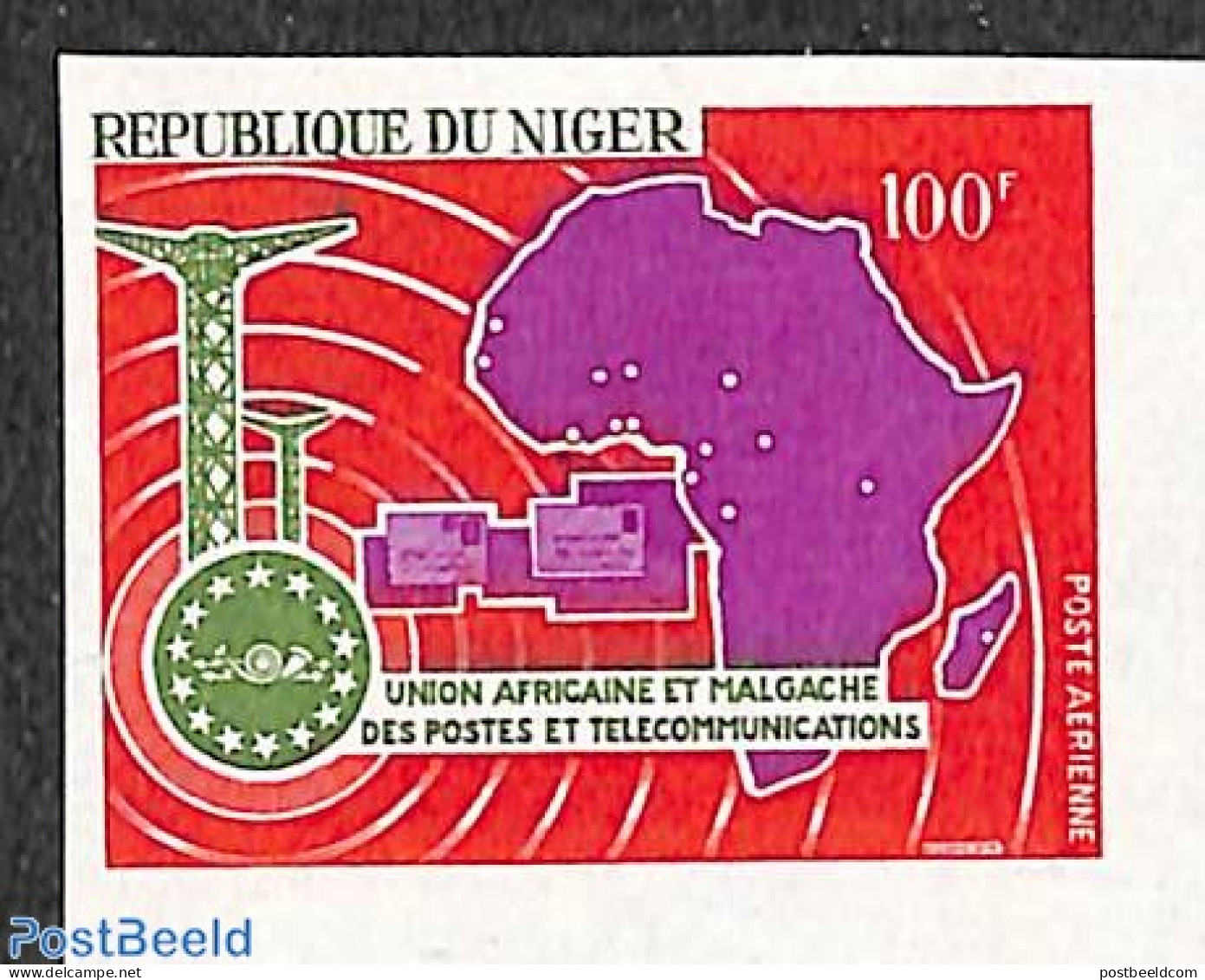 Niger 1967 UAMPT 1v, Imperforated, Mint NH, Science - Various - Telecommunication - Post - Maps - Télécom