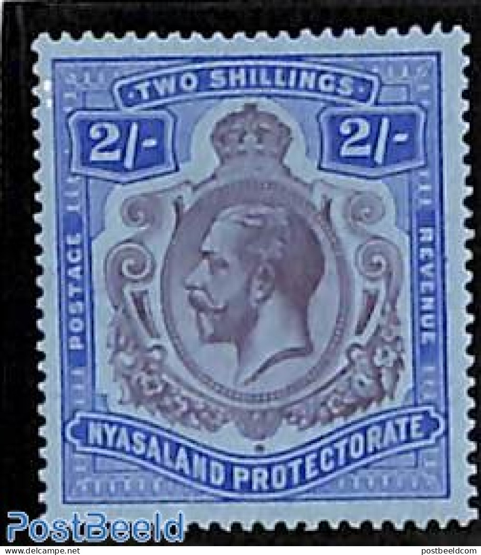 Nyasaland 1927 2sh, WM Script-CA, Stamp Out Of Set, Unused (hinged) - Nyassaland (1907-1953)