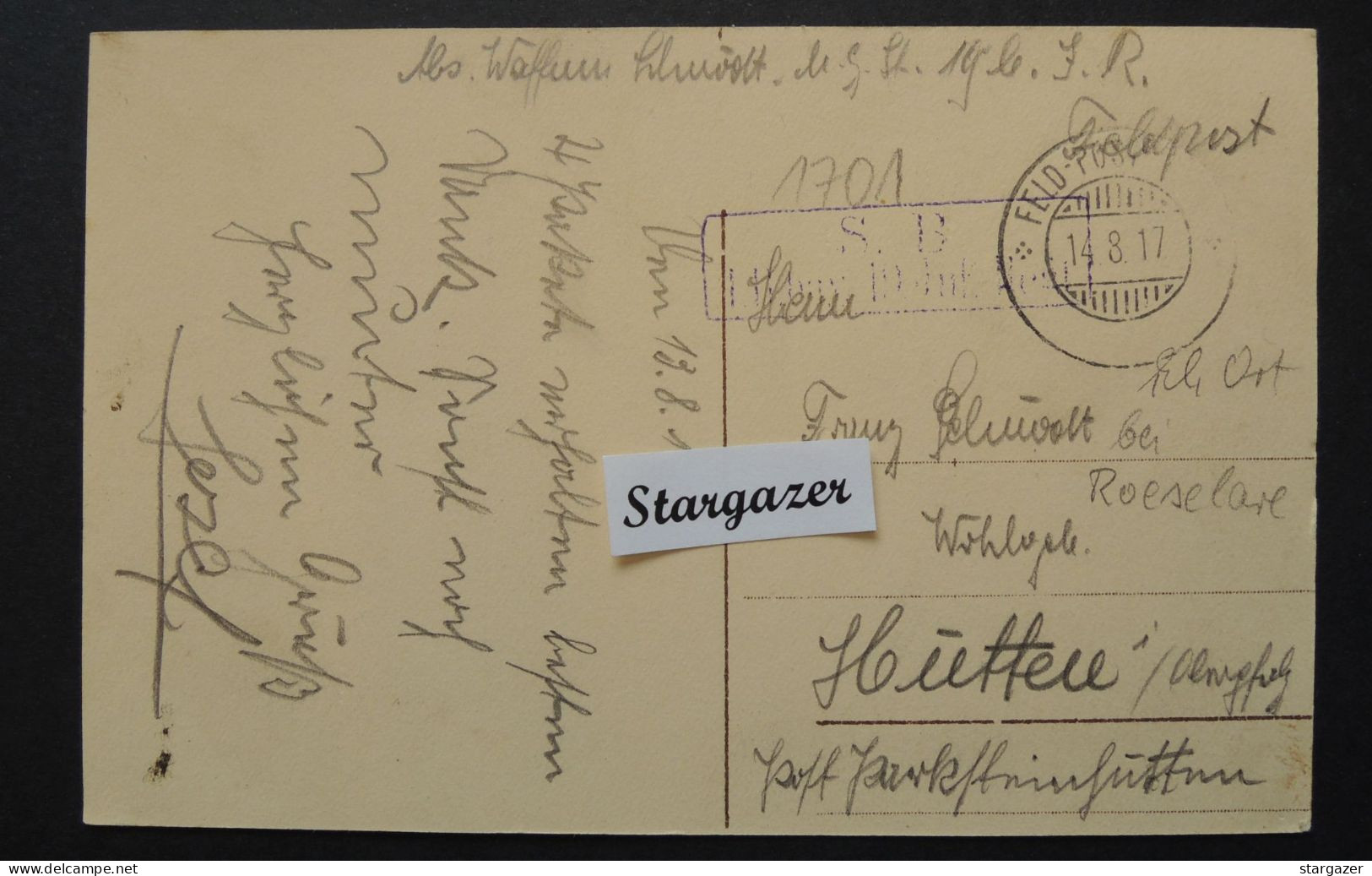 Postkaart "Rumbeke - Plaats", 1917, Feldpost, Geanimeerd (Rumbeke Bij Roeselare) - Roeselare