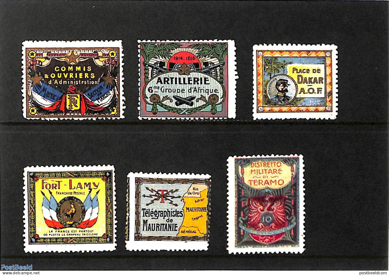 *Advertising Seals 1915 Lot With Promotional Seals, Military, Unused (hinged), History - Militarism - Militares