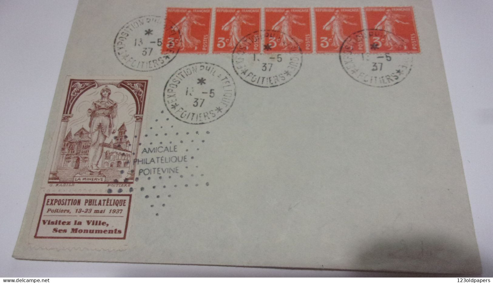 POITIERS 1937 AMICALE PHILATELISTE  LA MINERVE - Briefmarkenmessen