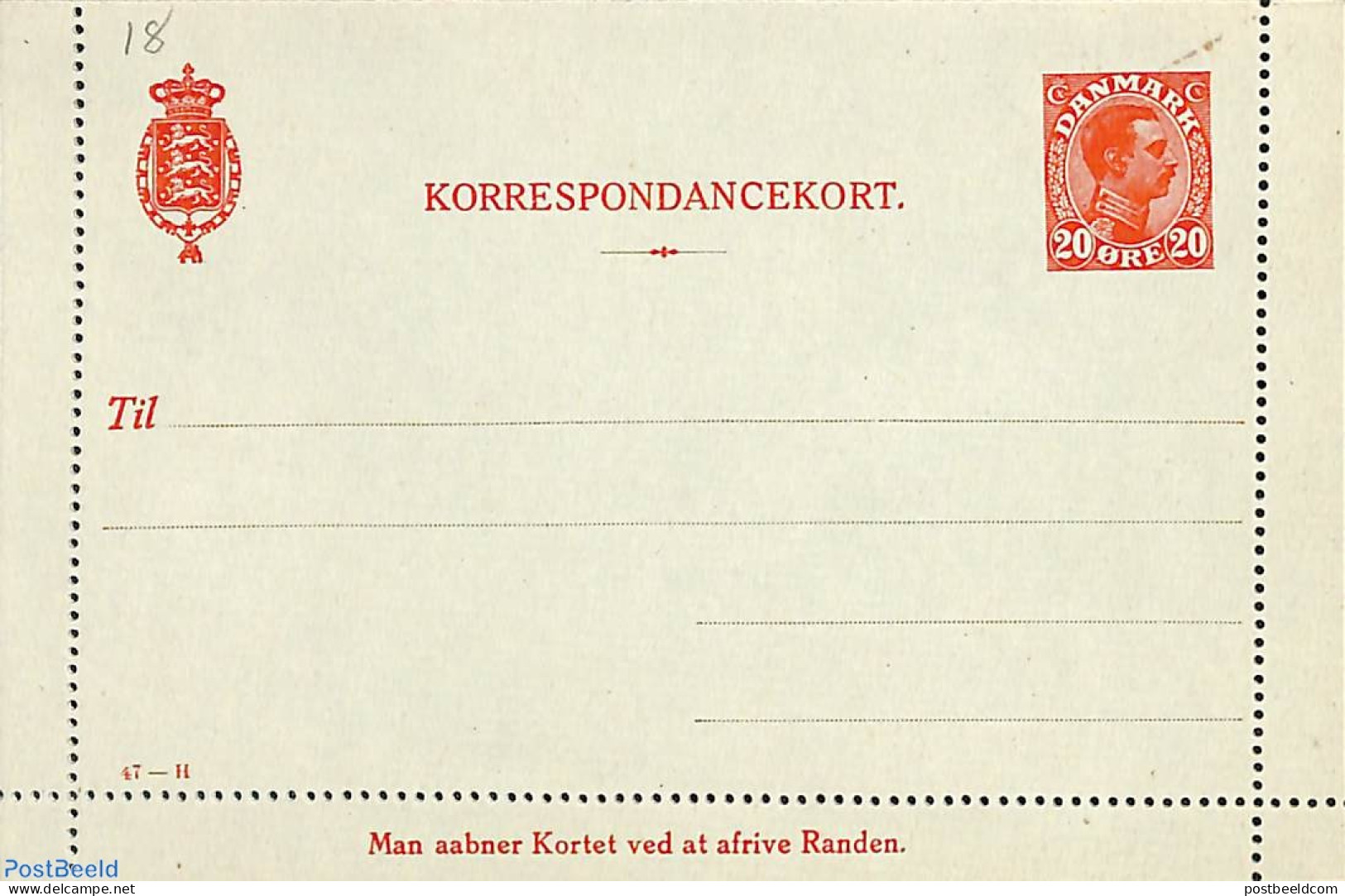 Denmark 1926 Card Letter 20o, Unused Postal Stationary - Covers & Documents