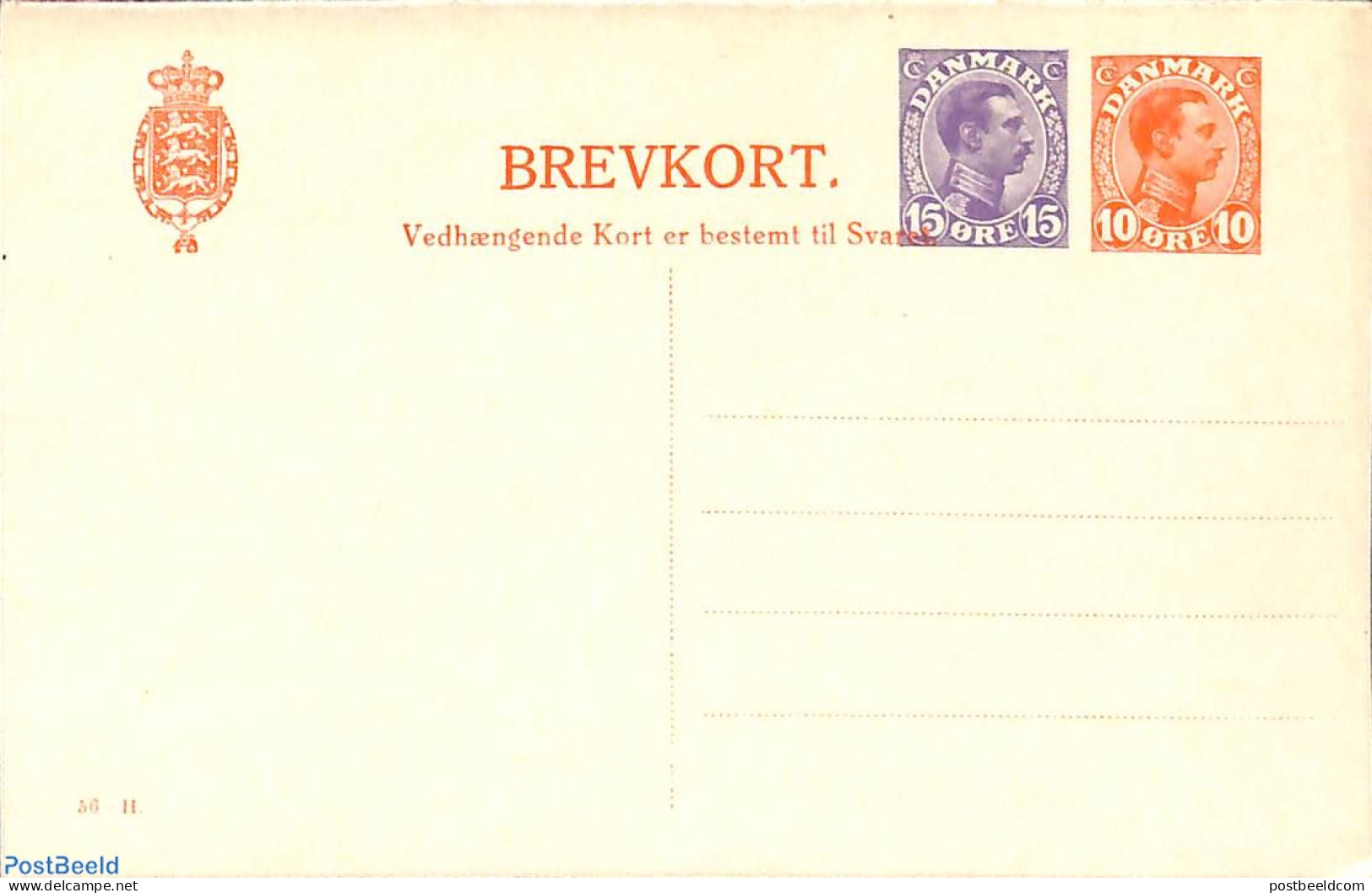 Denmark 1921 Reply Paid Postcard 15+10o/15+10o, Unused Postal Stationary - Briefe U. Dokumente