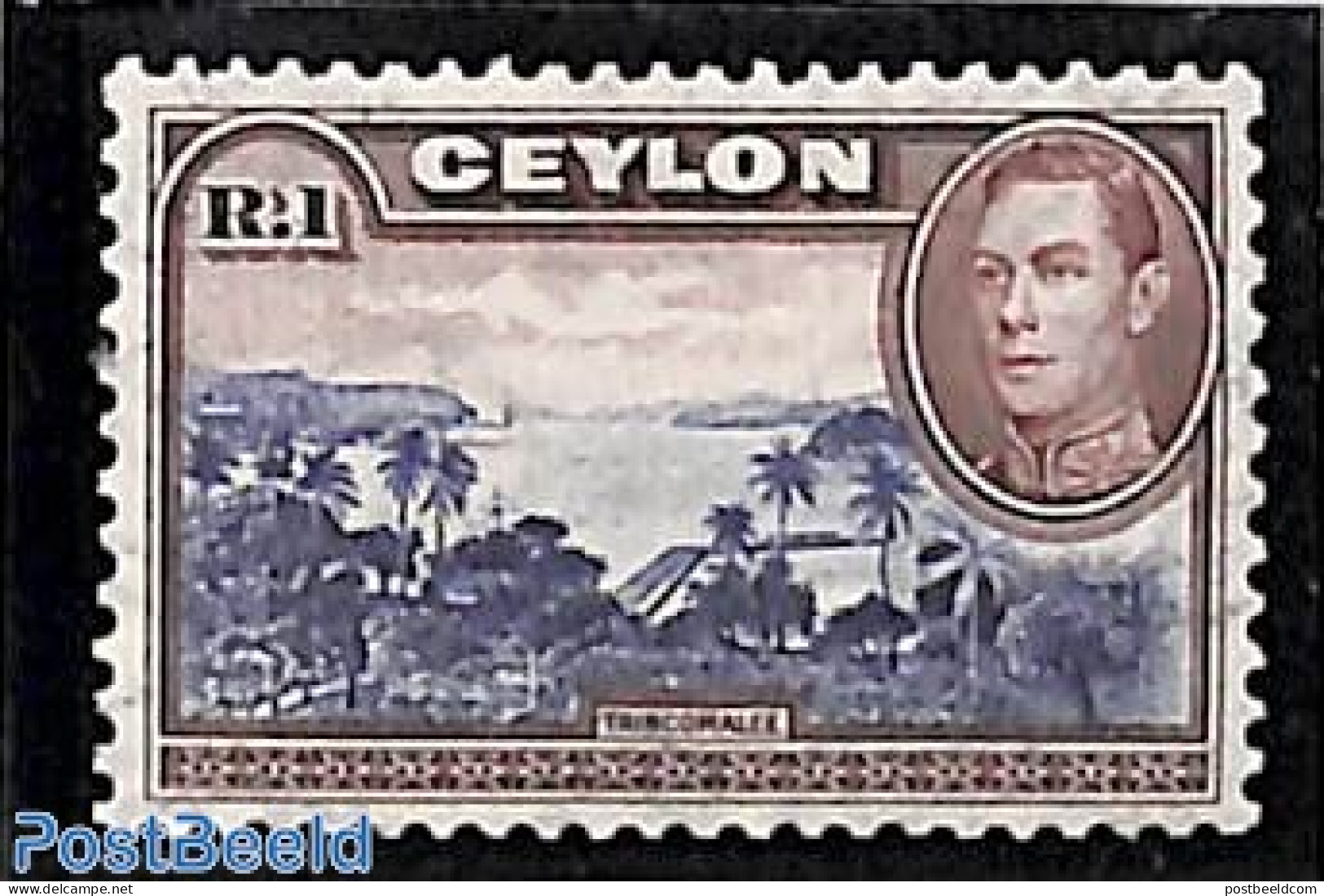 Sri Lanka (Ceylon) 1938 1R, WM Sidewards, Stamp Out Of Set, Mint NH - Sri Lanka (Ceylan) (1948-...)