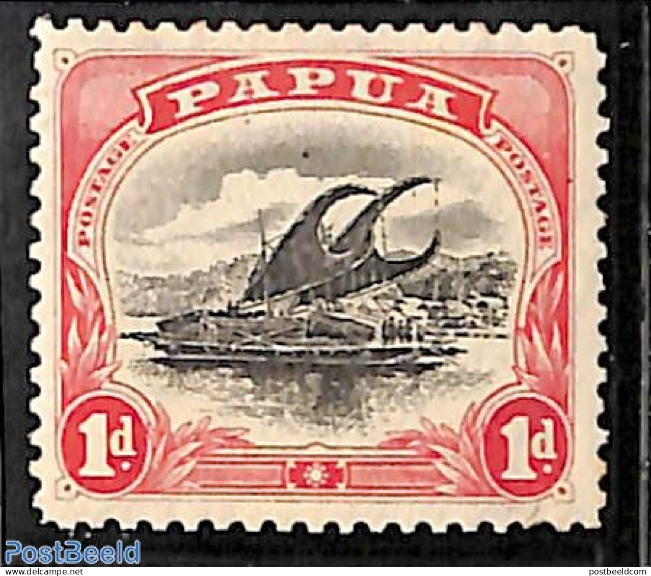 Papua 1907 1d, Large PAPUA, Stamp Out Of Set, Unused (hinged), Transport - Ships And Boats - Schiffe