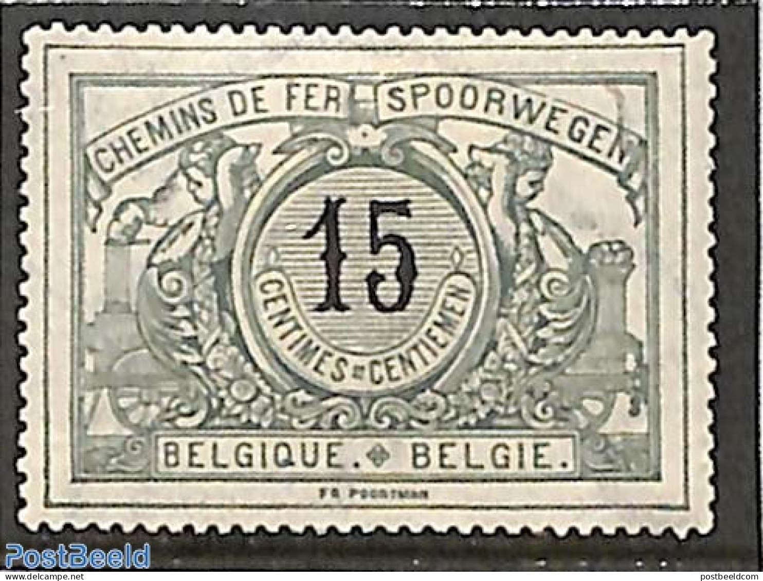 Belgium 1895 15c, Railway Stamp, Stamp Out Of Set, Unused (hinged) - Ongebruikt