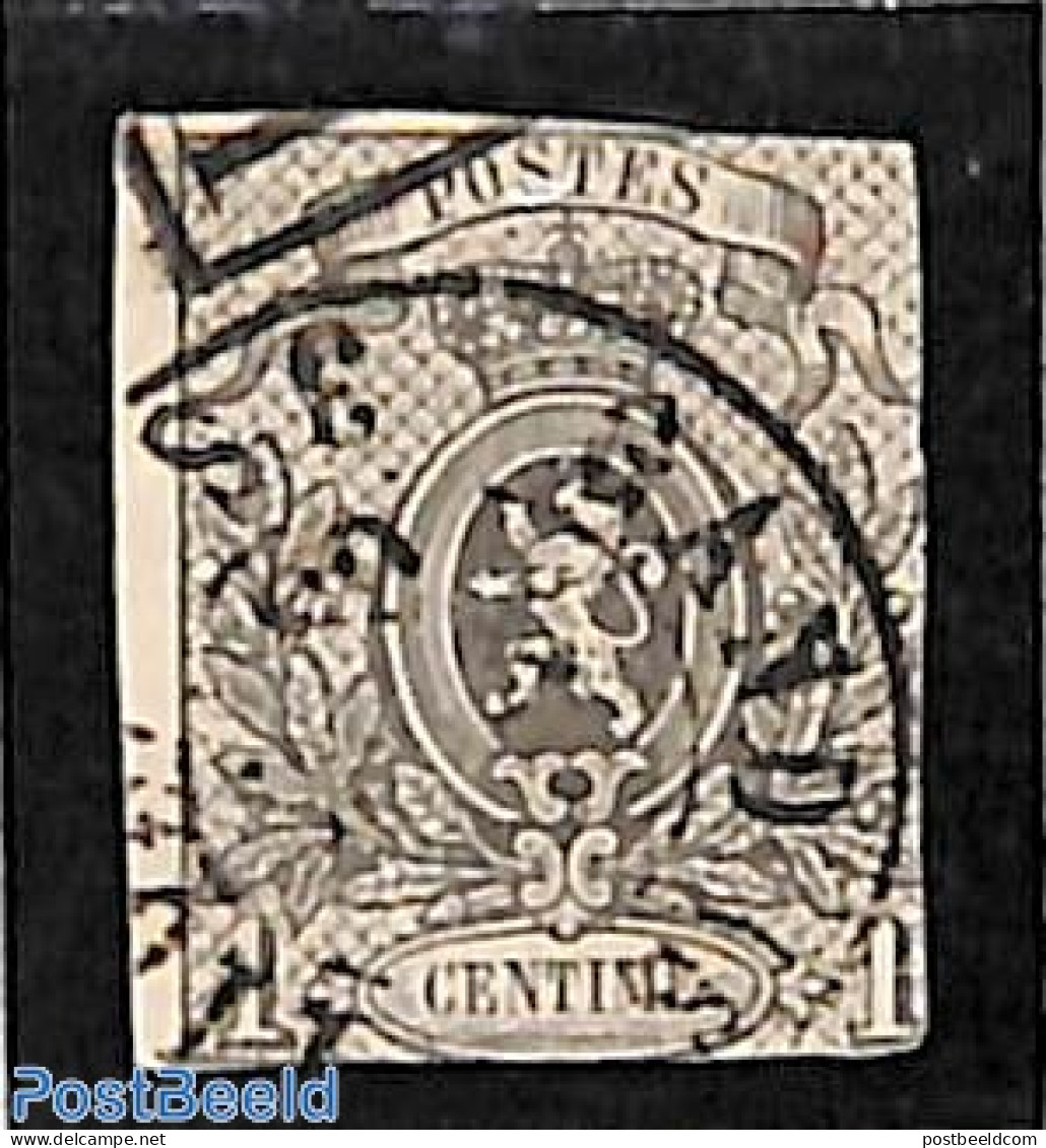 Belgium 1866 1c Used, Very Short, Used Stamps - Gebruikt
