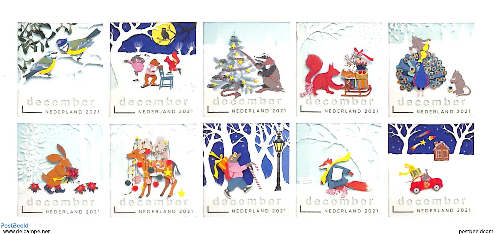 Netherlands 2021 Christmas 10v S-a, Mint NH, Religion - Christmas - Nuovi