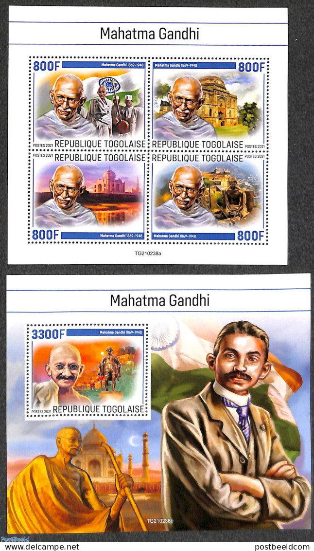 Togo 2021 M. Gandhi 2 S/s, Mint NH, History - Gandhi - Mahatma Gandhi