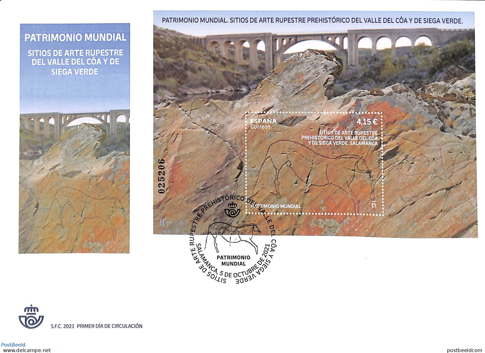 Spain 2021 Rock Art Coa Valley S/s, Mint NH, History - World Heritage - Art - Bridges And Tunnels - Cave Paintings - Nuovi