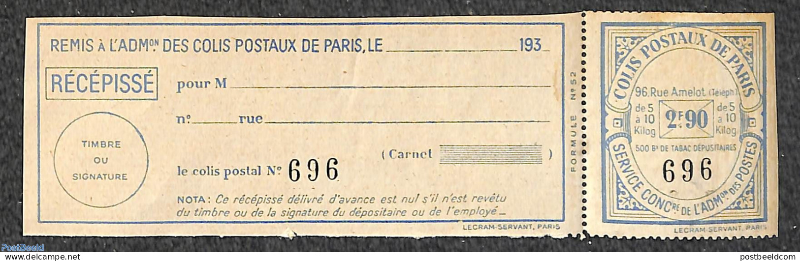 France 1930 Colis Postaux 5a10kg 2F90, Unused (hinged) - Ungebraucht