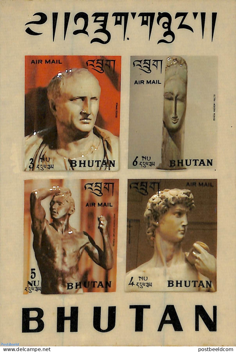 Bhutan 1971 History S/s, Mint NH, History - Various - Archaeology - Other Material Than Paper - Art - Sculpture - Archäologie