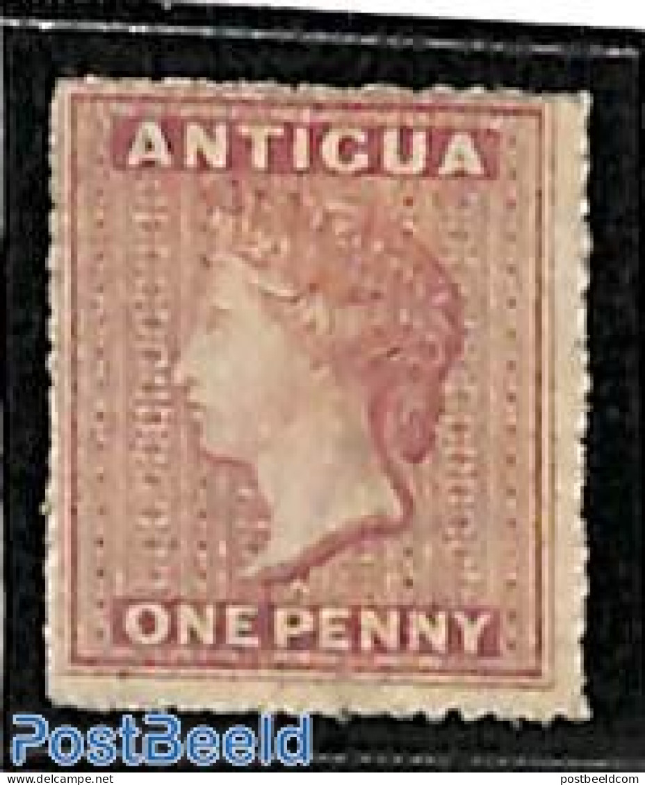Antigua & Barbuda 1863 One Penny, Lilarosa, Unused Without Gum, Unused (hinged) - Antigua And Barbuda (1981-...)