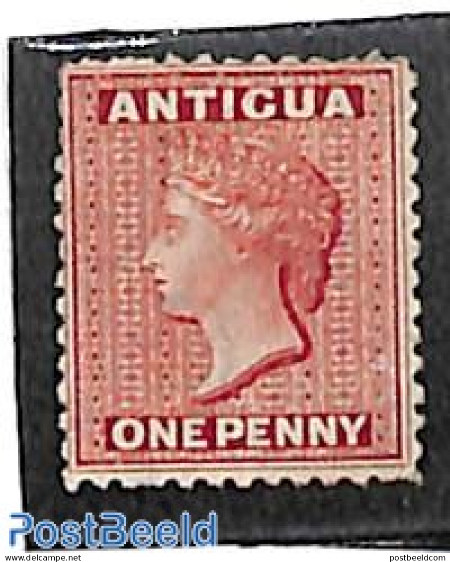Antigua & Barbuda 1872 One Penny, WM Crown-CC, Unused Without Gum, Unused (hinged) - Antigua And Barbuda (1981-...)