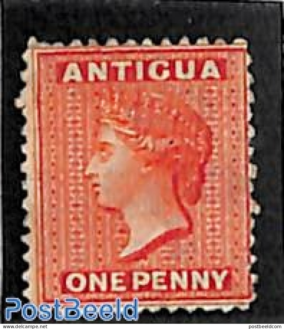Antigua & Barbuda 1872 One Penny, WM Inverted Crown-CC, Unused Without Gum, Unused (hinged) - Antigua And Barbuda (1981-...)