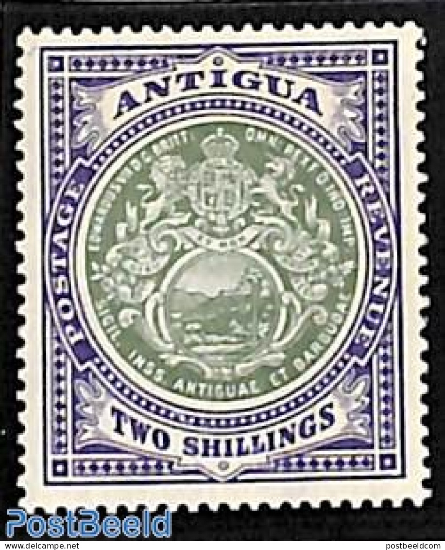 Antigua & Barbuda 1908 2sh, WM Multiple Crown, Stamp Out Of Set, Unused (hinged) - Antigua And Barbuda (1981-...)