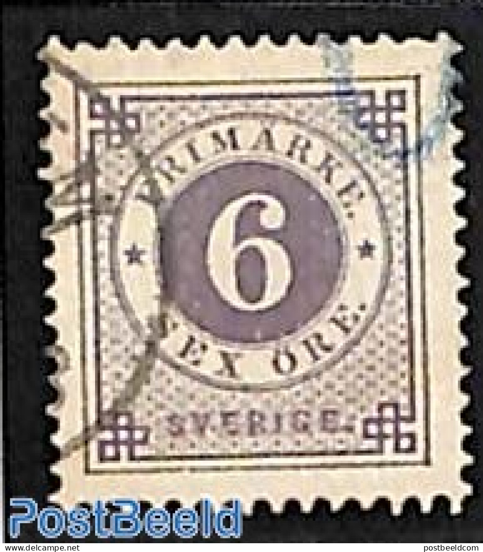 Sweden 1872 6o, Perf. 14, Lila, Used, Used Stamps - Gebruikt