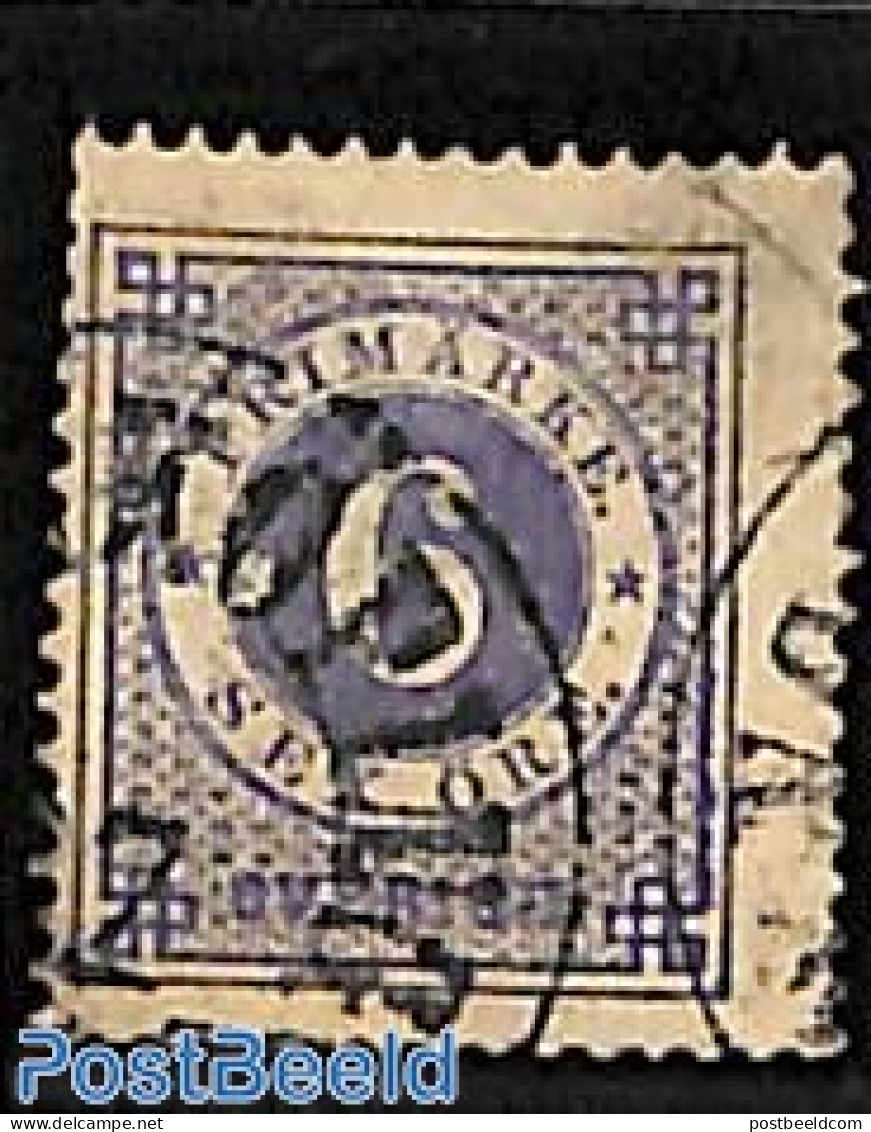Sweden 1872 6o, Perf. 14, Blueviolet, Used, Used Stamps - Oblitérés
