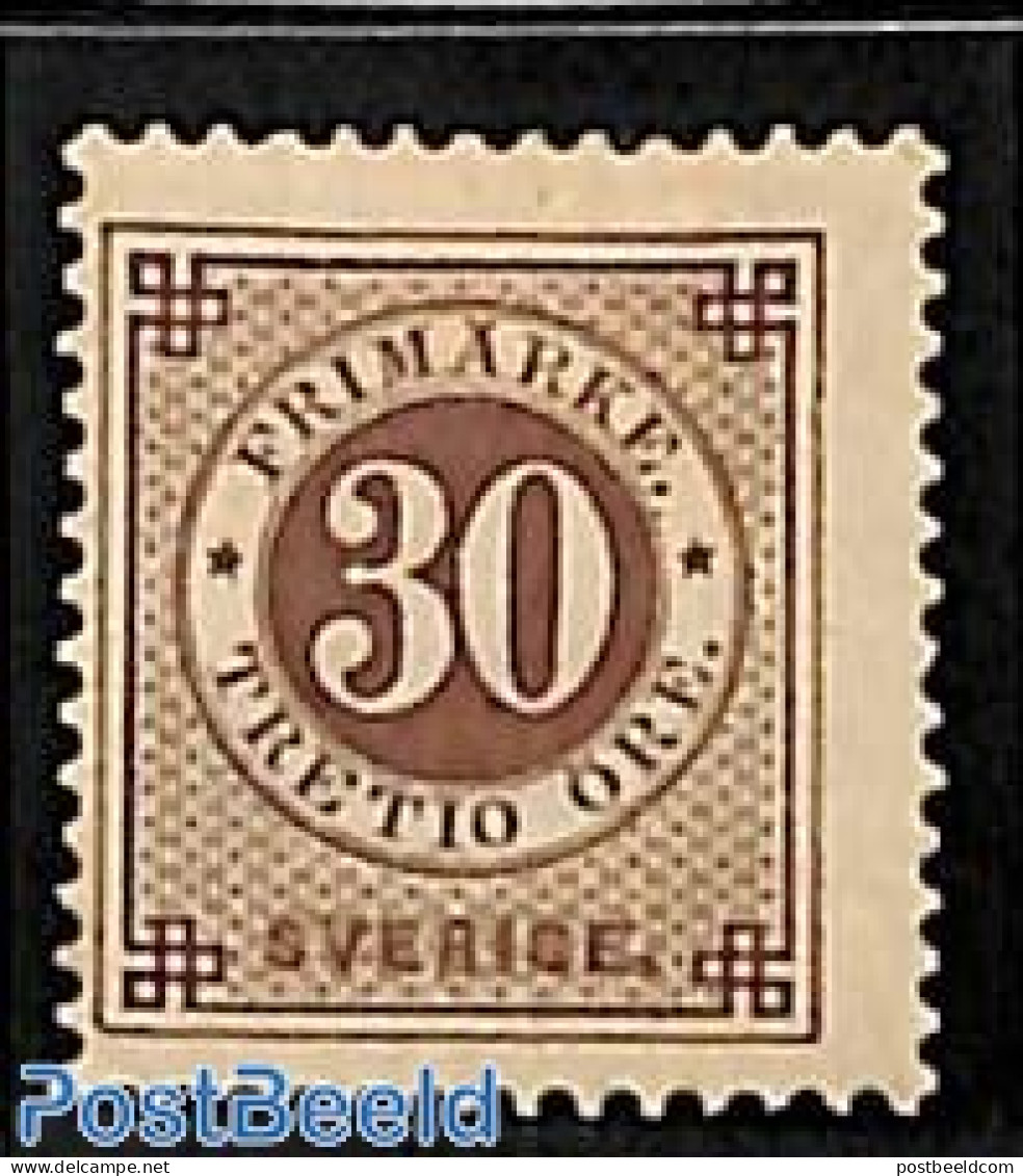 Sweden 1886 30o, Stamp Out Of Set, Unused (hinged) - Unused Stamps