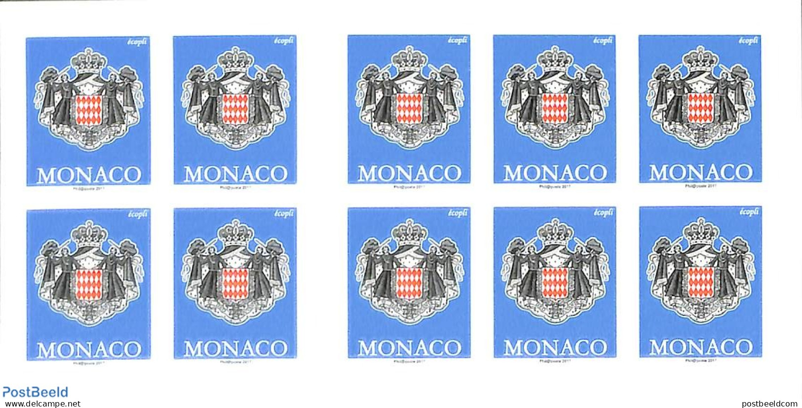 Monaco 2017 Definitives, Foil Booklet With Year 2017, Mint NH, History - Coat Of Arms - Stamp Booklets - Ungebraucht