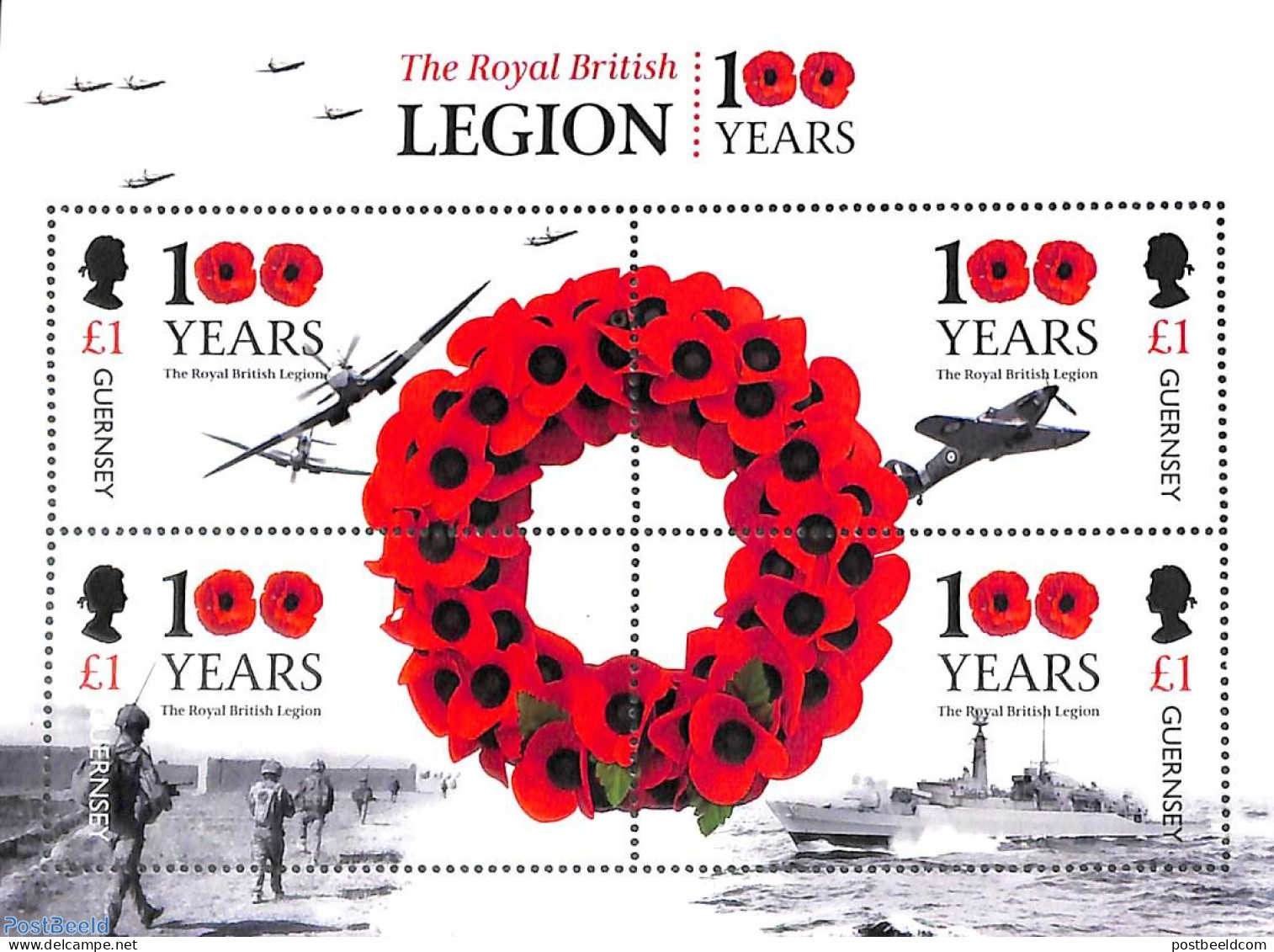 Guernsey 2021 British Legion S/s, Mint NH, History - Transport - Militarism - Aircraft & Aviation - Ships And Boats - Militares