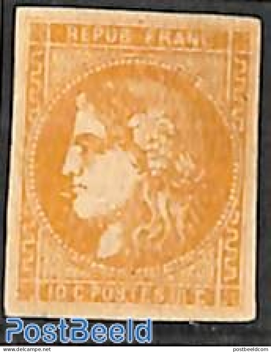 France 1870 10c Yellowbrown, Unused, Unused (hinged) - Nuevos