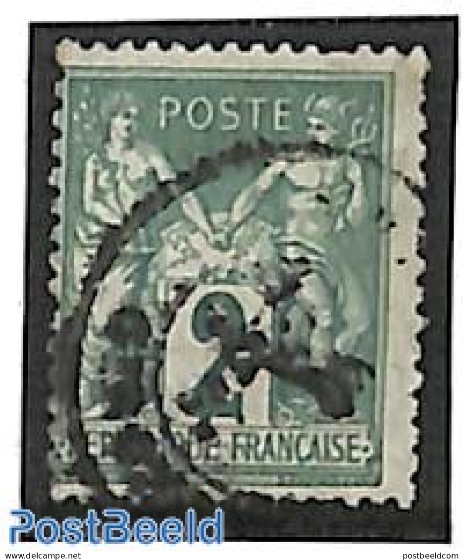 France 1876 2c Green, Type II, Used, Used Stamps - Usados
