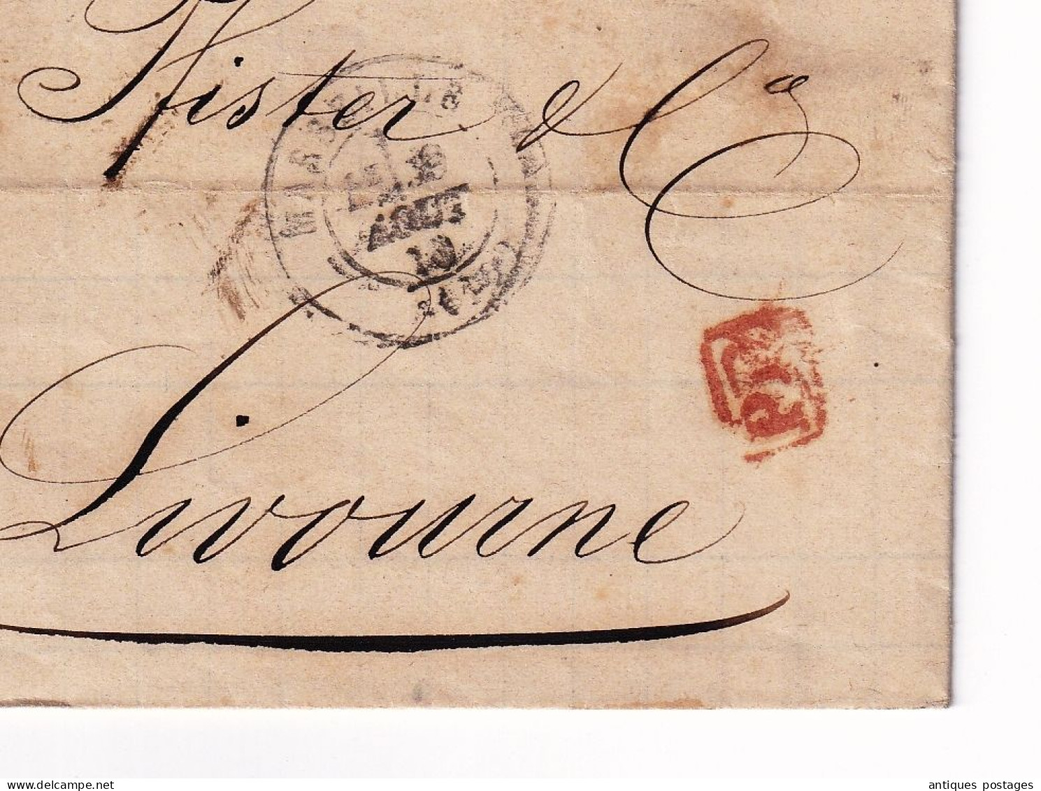 Lettre Marseille Bouches Du Rhône Courtot Jacques Aîné Chighizola Et Cie Livorno Livourne Italia Belliti Pfister & Cie - 1863-1870 Napoléon III Lauré