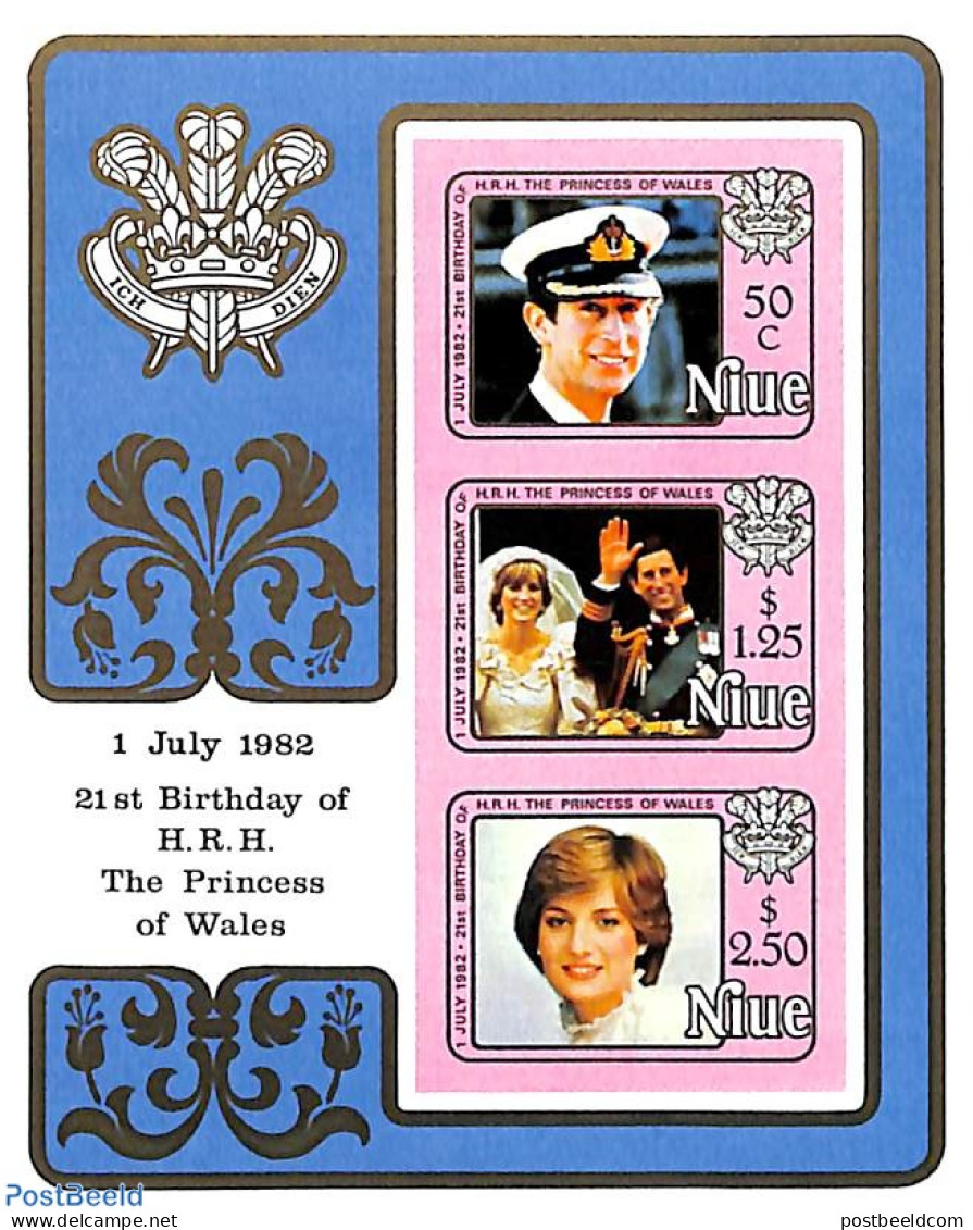 Niue 1982 Princess Diana Birthday S/s, Imperforated, Mint NH, History - Charles & Diana - Kings & Queens (Royalty) - Familias Reales