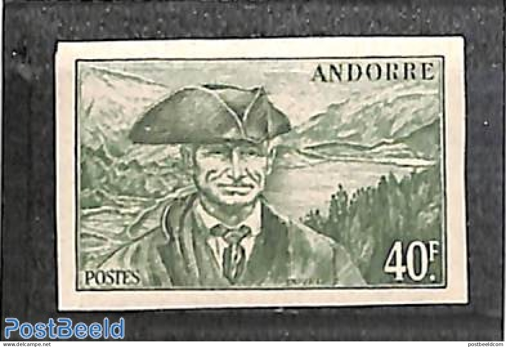 Andorra, French Post 1946 40F, Imperforated, Stamp Out Of Set, Mint NH, Art - Authors - Nuevos