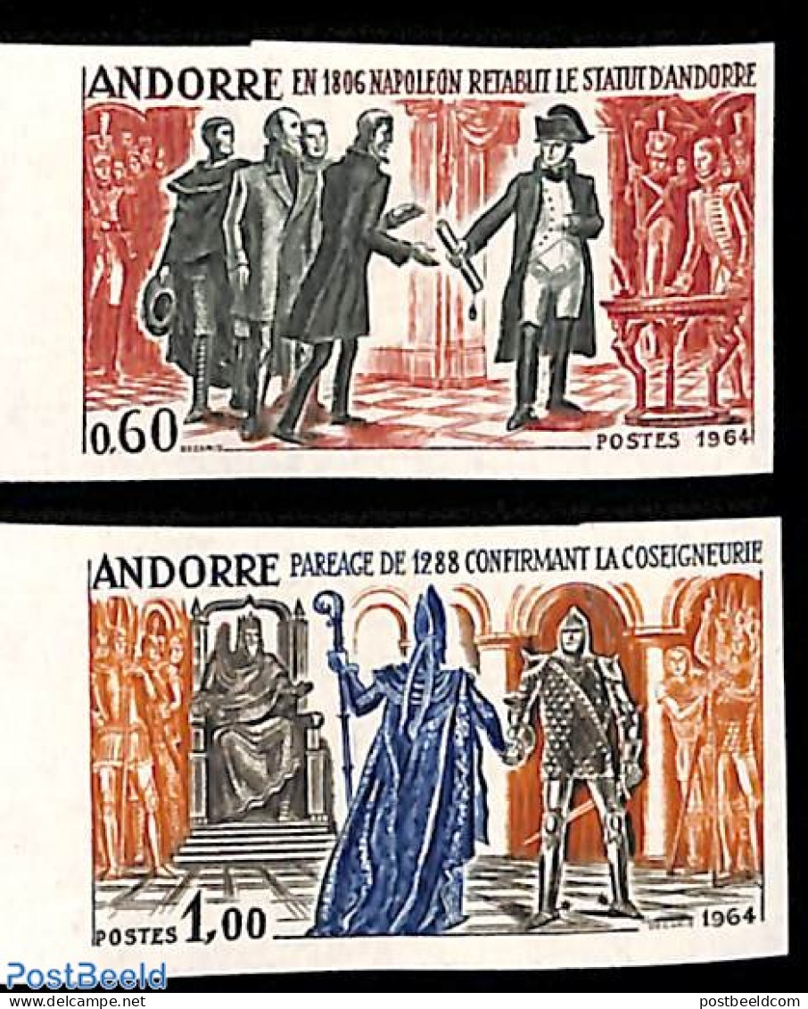 Andorra, French Post 1964 History 2v, Imperforated, Mint NH, History - History - Ongebruikt