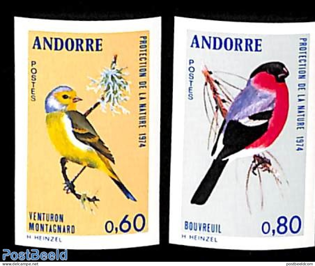 Andorra, French Post 1974 Birds 2v, Imperforated, Mint NH, Nature - Birds - Neufs