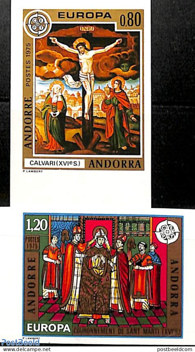 Andorra, French Post 1975 Europa 2v, Imperforated, Mint NH, History - Europa (cept) - Art - Paintings - Unused Stamps