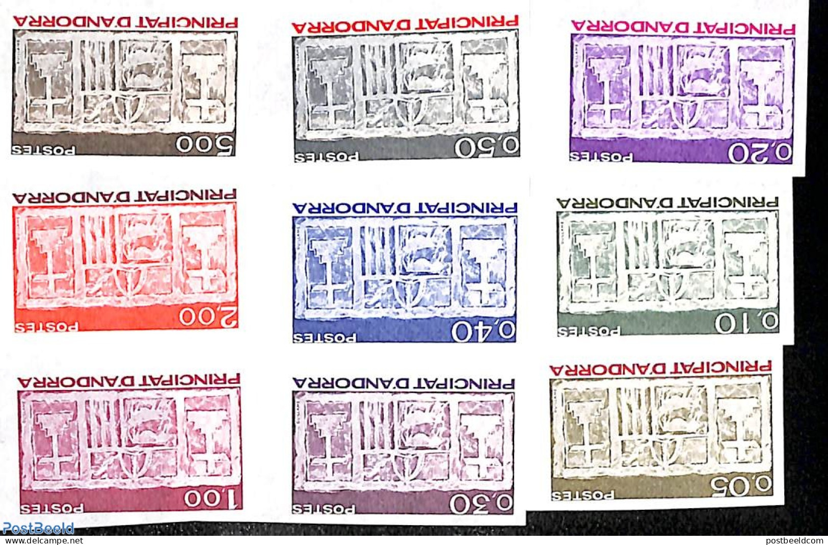 Andorra, French Post 1983 Definitives 9v, Imperforated, Mint NH, History - Coat Of Arms - Nuevos