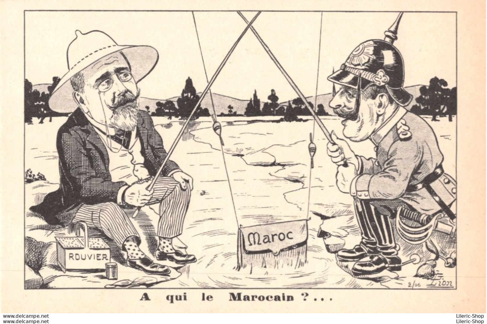 POITIQUE SATIRIQUE - Crise Marocaine - Maurice Rouvier Et L'empereur Guillaume II  - Illustrateur G. LION - 1906 CPA - Sátiras