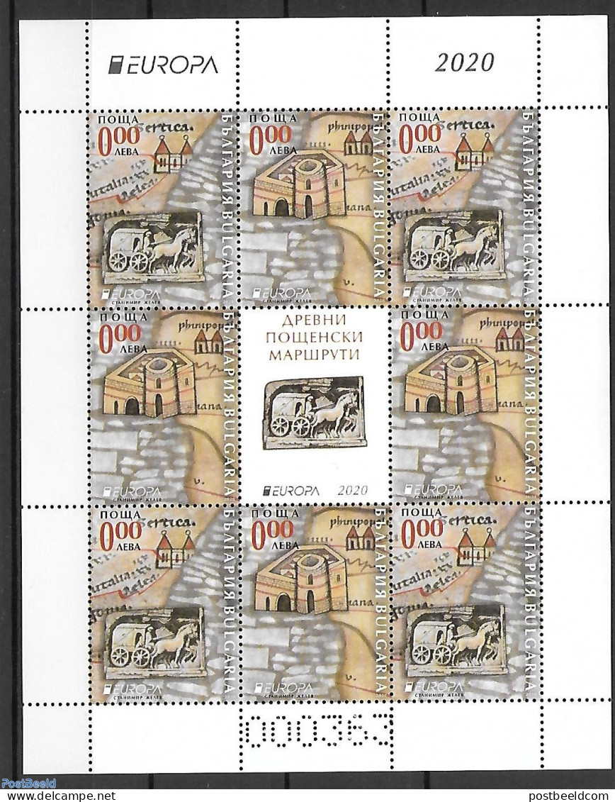 Bulgaria 2020 Europa, Old Postal Roads M/s, Without Value, Not Valid For Postage., Mint NH, History - Transport - Vari.. - Unused Stamps