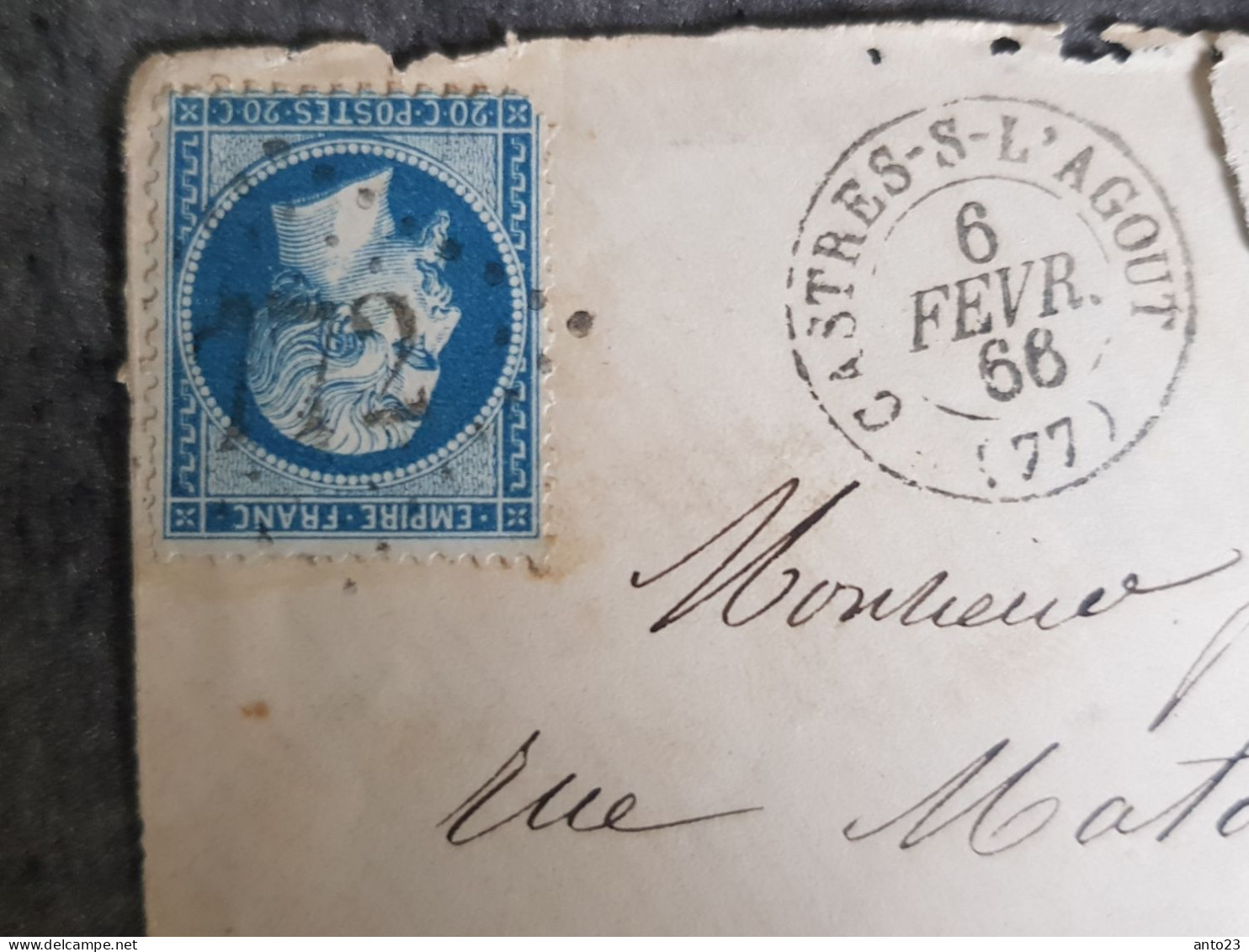 LSC 6 FEVRIER 1866 CASTRES SUR L AGOUT POUR TOULOUSE - NAPOLEON - TIMBRE INVERSE - - 1863-1870 Napoleon III With Laurels