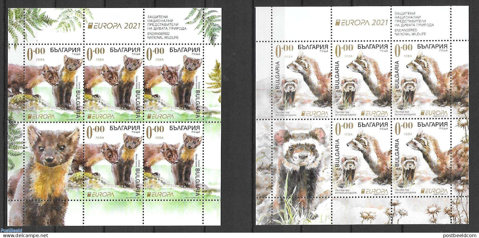 Bulgaria 2021 Europa, Endangered Animals 2 M/s, Without Value, Not Valid For Postage., Mint NH, History - Nature - Var.. - Nuovi